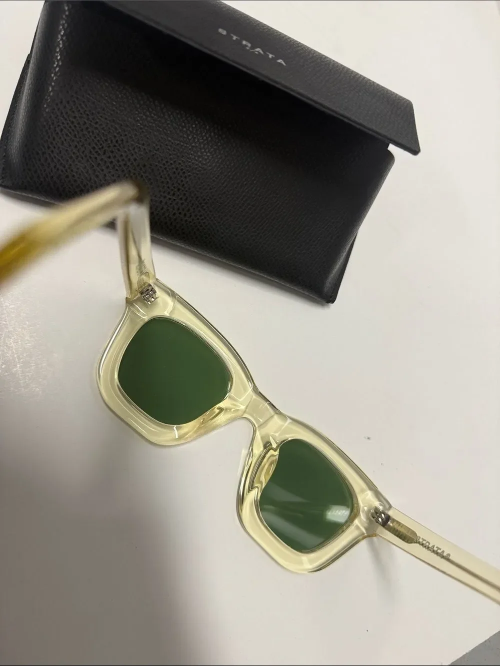 Yellow Transparent Frame Sunglasses with Green Lenses STRATA - BRAND NEW